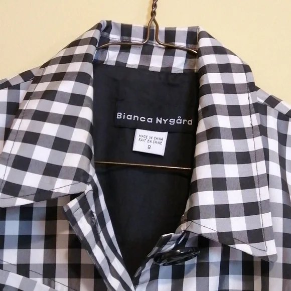 Bianca Nygard, vintage   black/white check lightweight coat ,size 8 - Picture 7 of 13